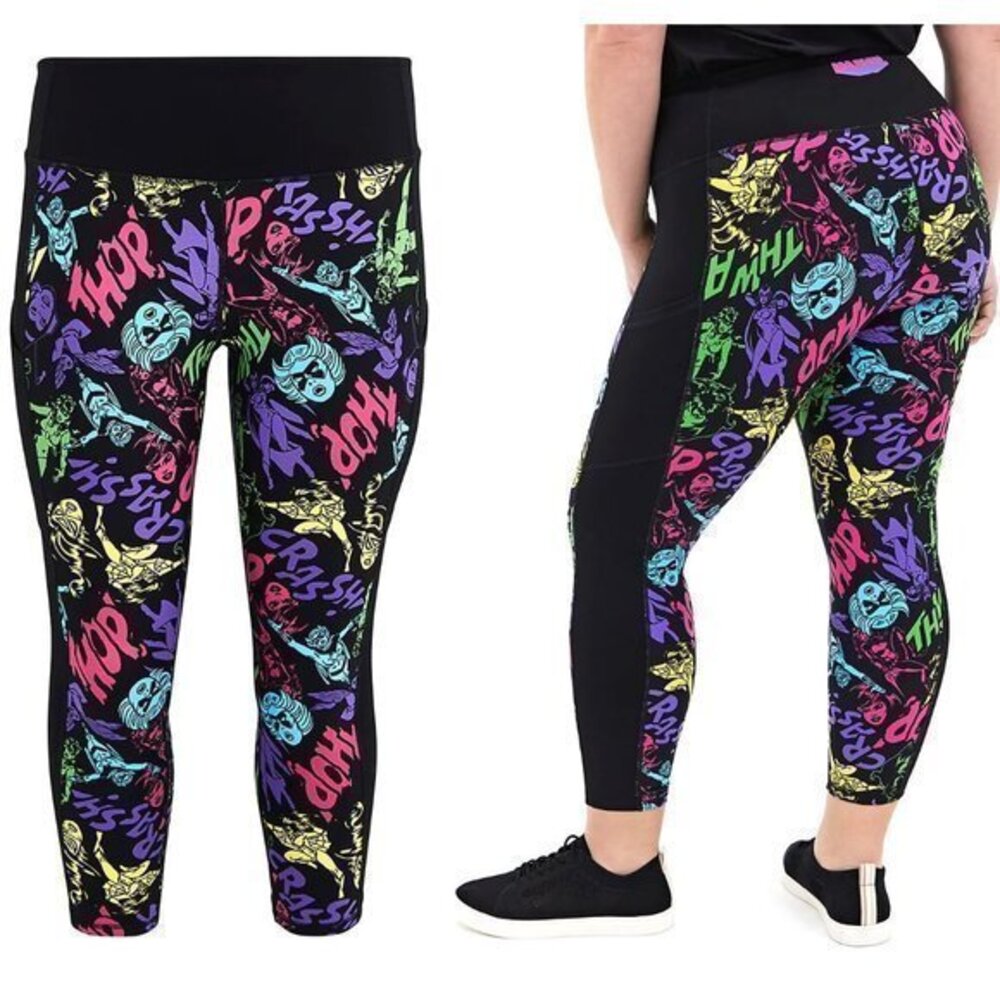 Torrid 0X Marvel Comics Crop Neon Active Leggings
